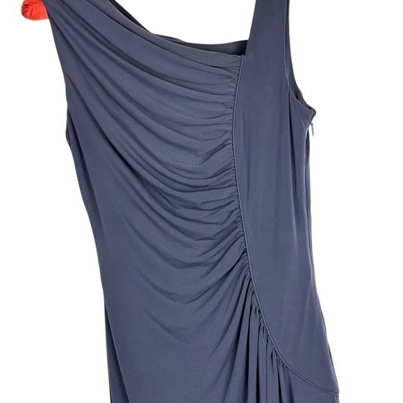 CALVIN KLEIN GRAY GATHERED FITTED SLIT CUTOUT FLOOR LENGTH EVENING GOWN DRESS - Picture 8 of 11